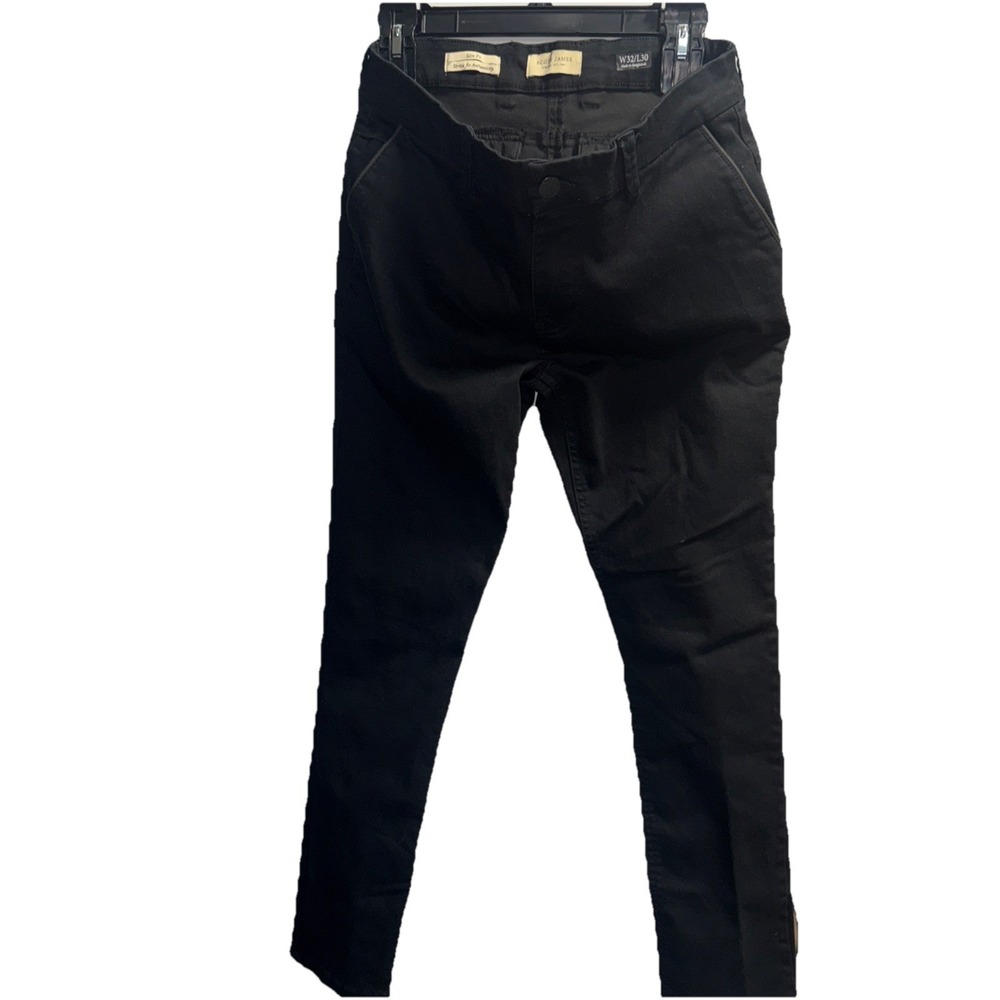 Scott James Pants‎ Mens 32x30 Black Slim Fit Chino Stretch Casual Pants Trousers